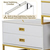 Chic Makeup Vanity with LED Light and Movable Cabinet