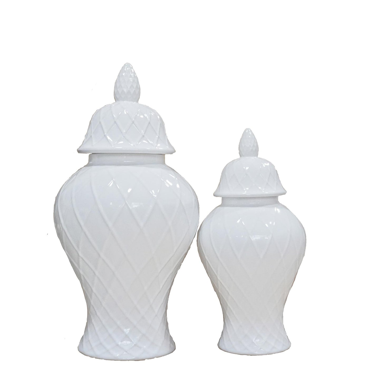 Chic White Ginger Jar with Twist Design