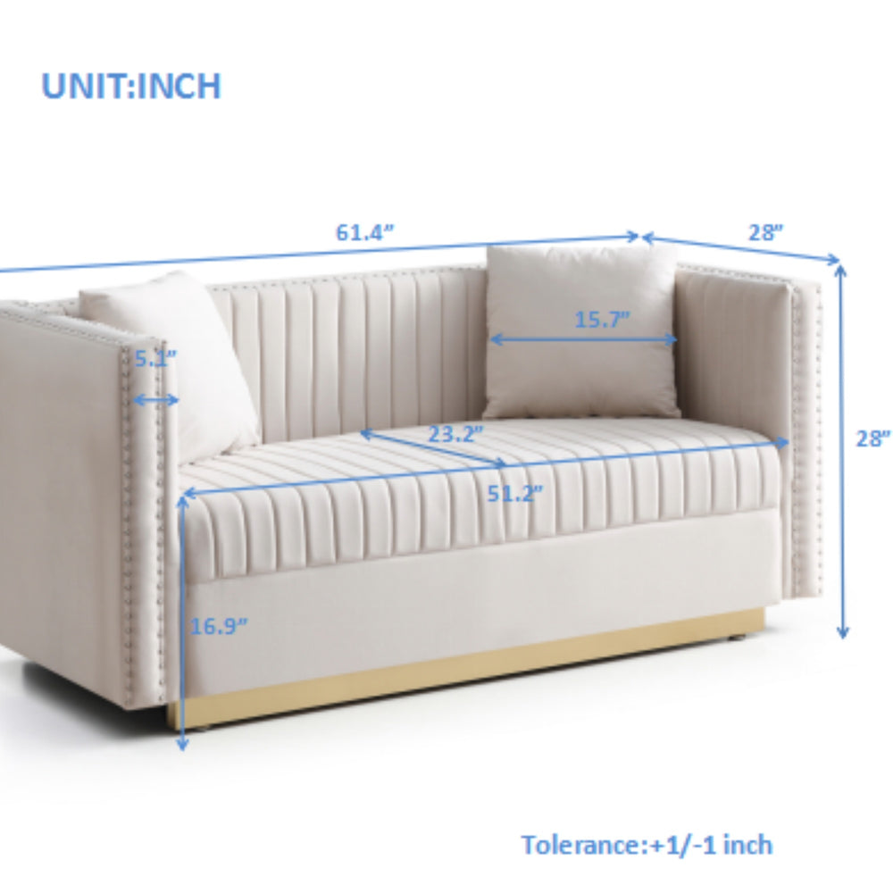 Chic Velvet Channel Tufted Loveseat