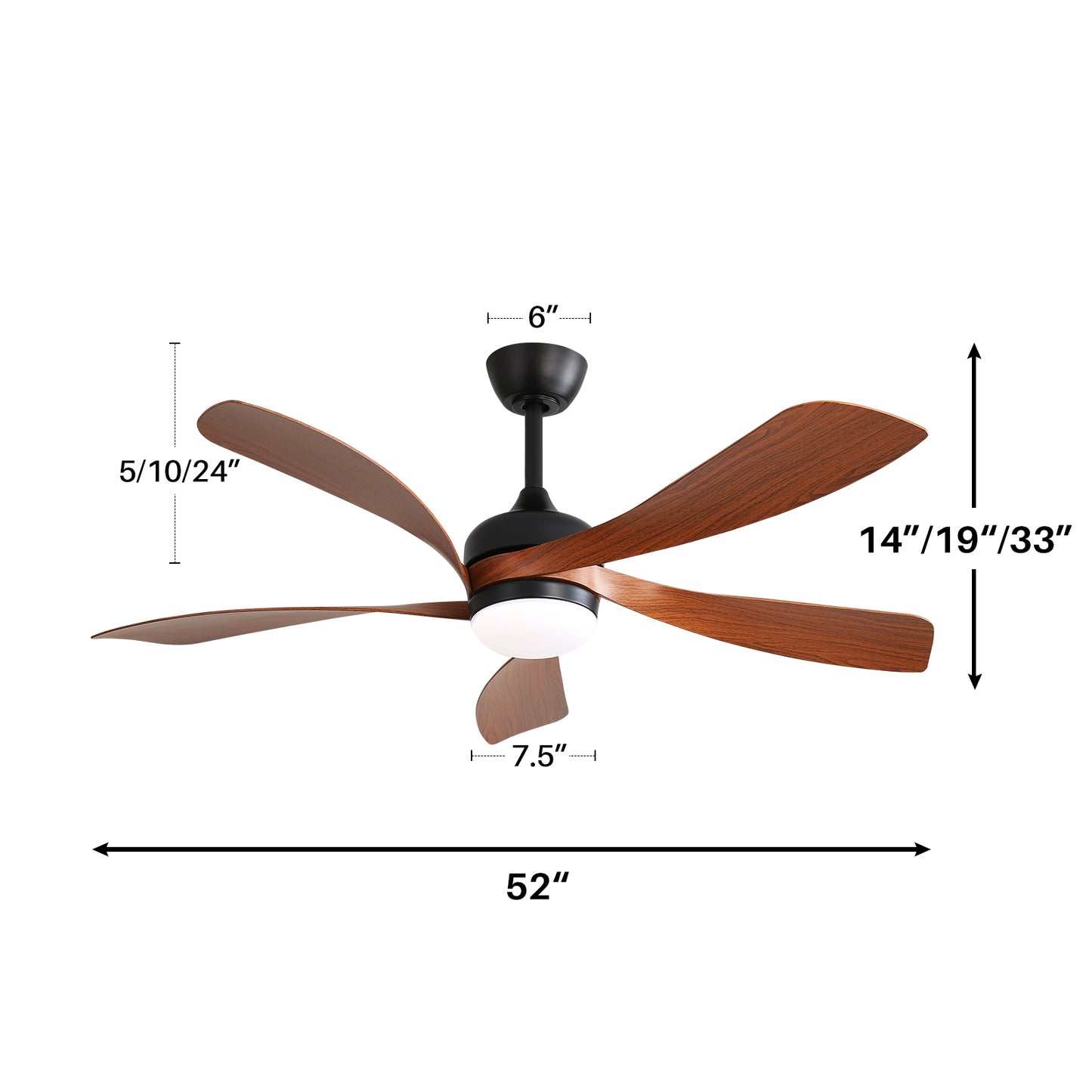 Sleek Black Ceiling Fan with Remote and Dimmable LED Light