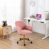 Chic Pink Teddy Swivel Chair with Gold Legs