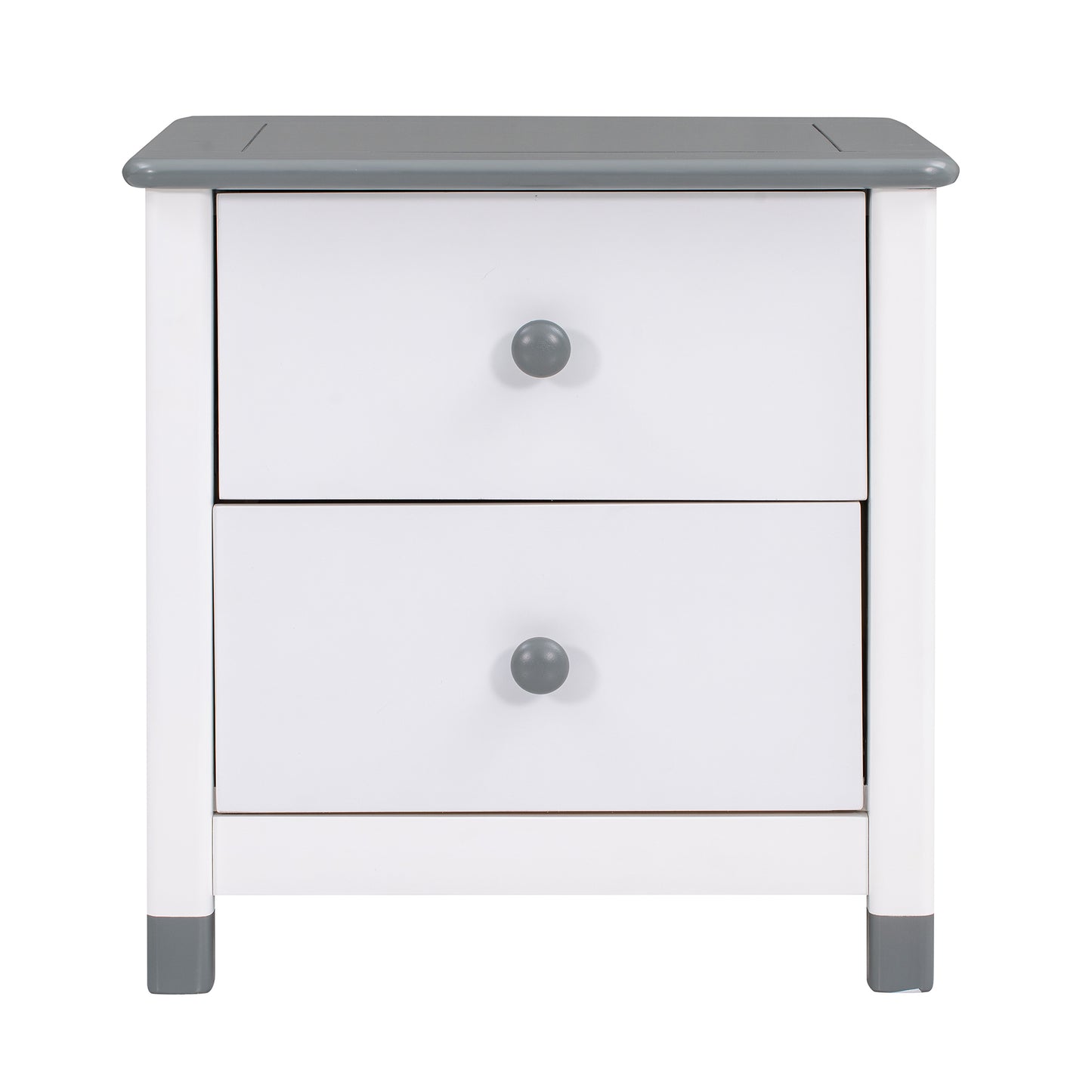 Charming Kids' Nightstand with Two Drawers in White and Gray