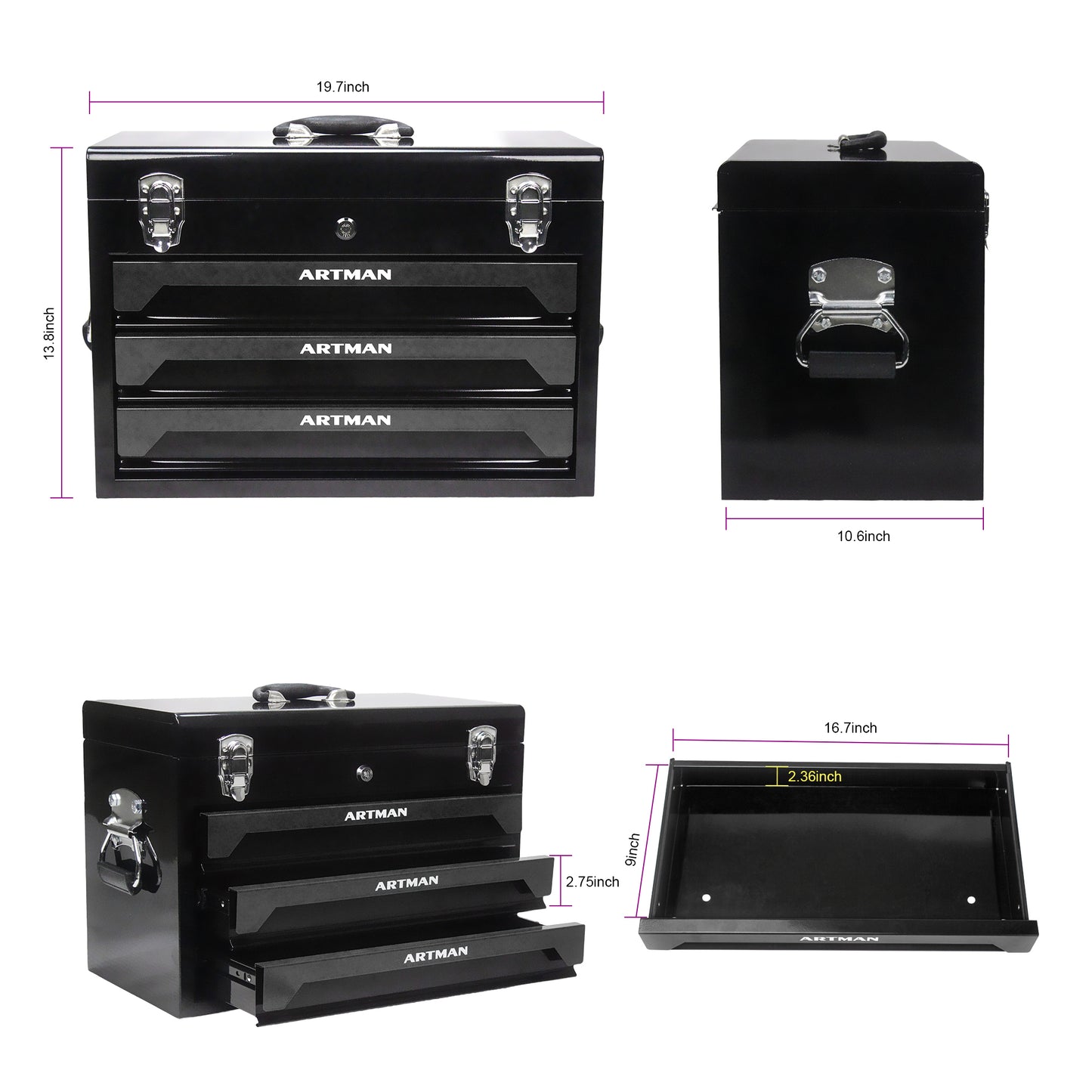 Tool Box Trio with Complete Tool Set