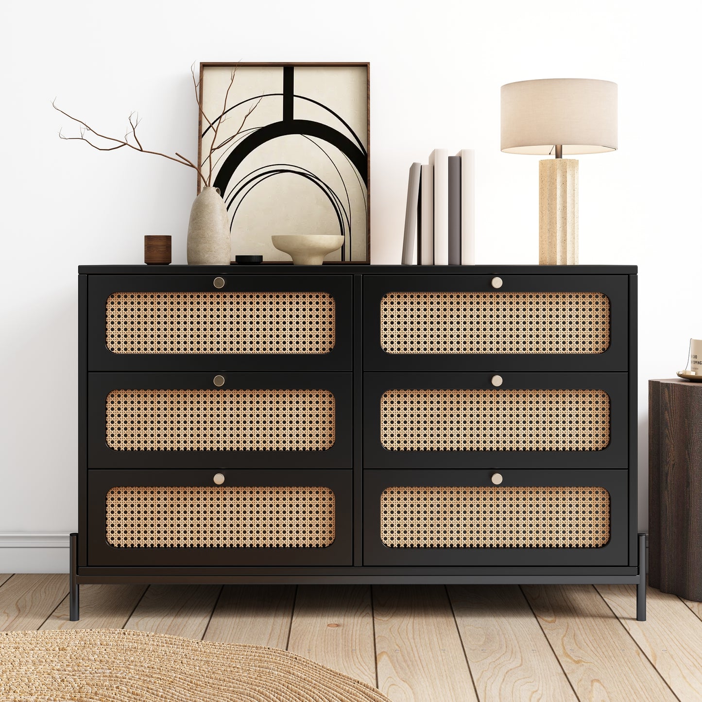 Chic Rattan 6-Drawer Storage Dresser