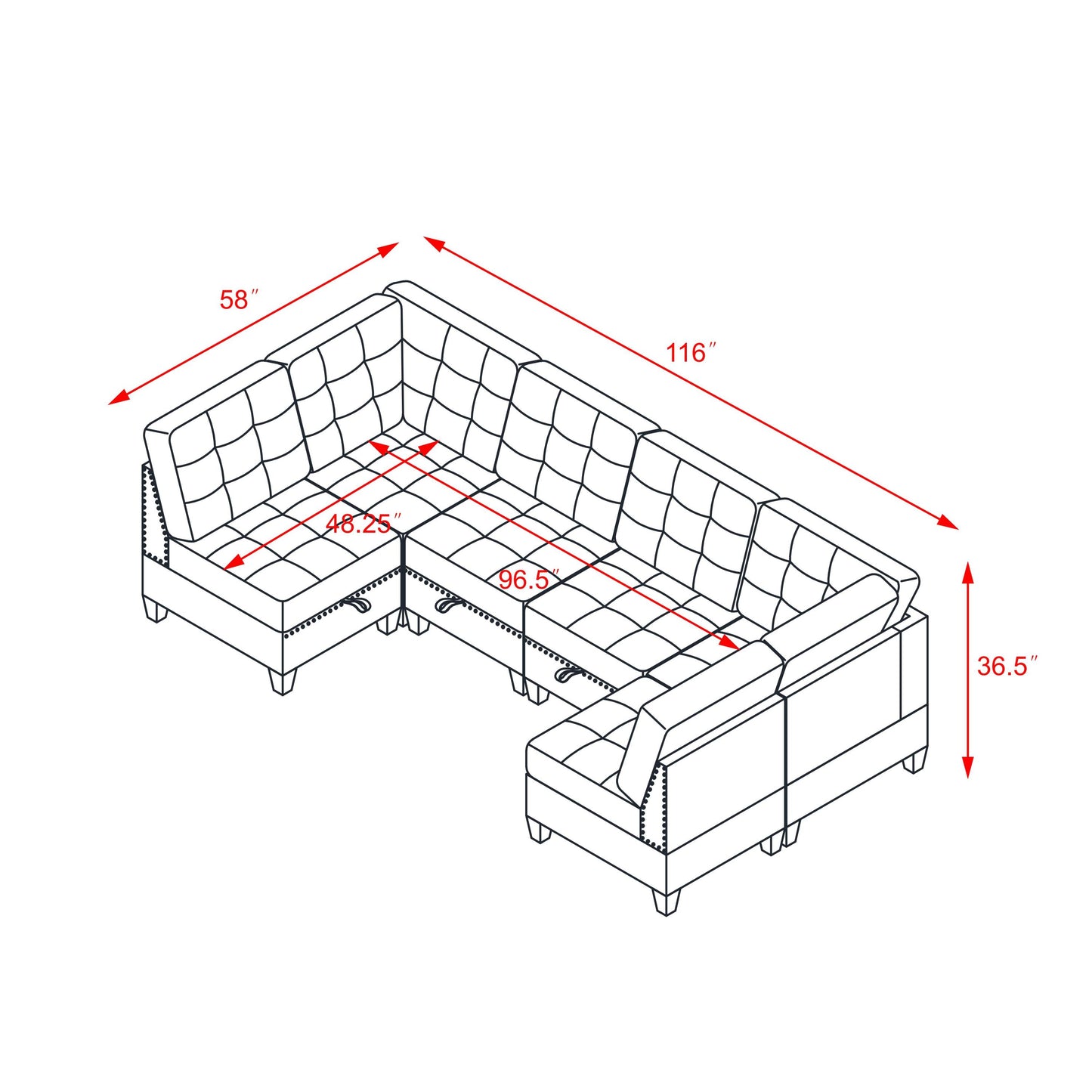 Velvet U-Shaped Modular Sofa Set