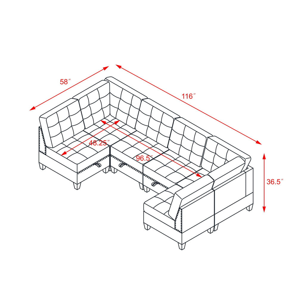 Velvet U-Shaped Modular Sofa Set