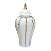 Chic White Ginger Jar with Gold Hues