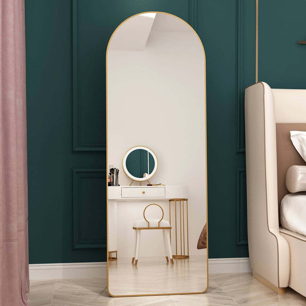 Chic Arched Gold Floor Mirror