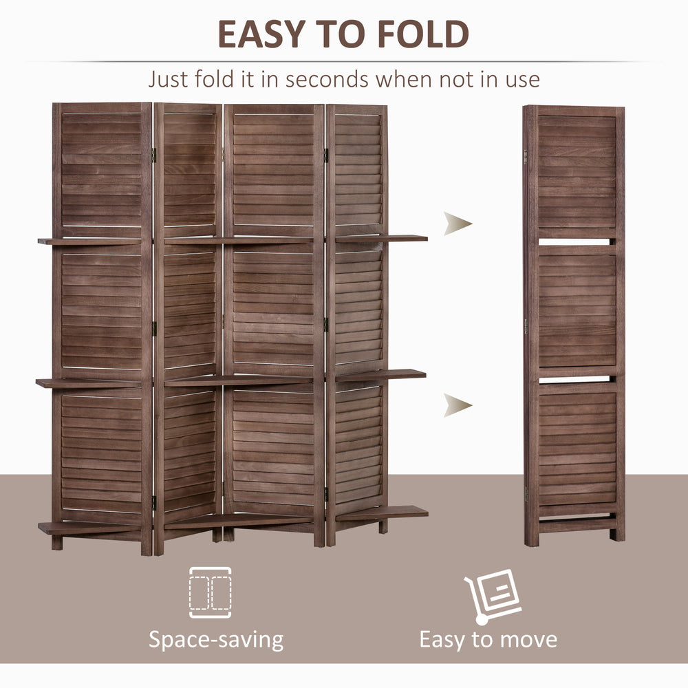 Cozy Wood Room Divider with Shelves