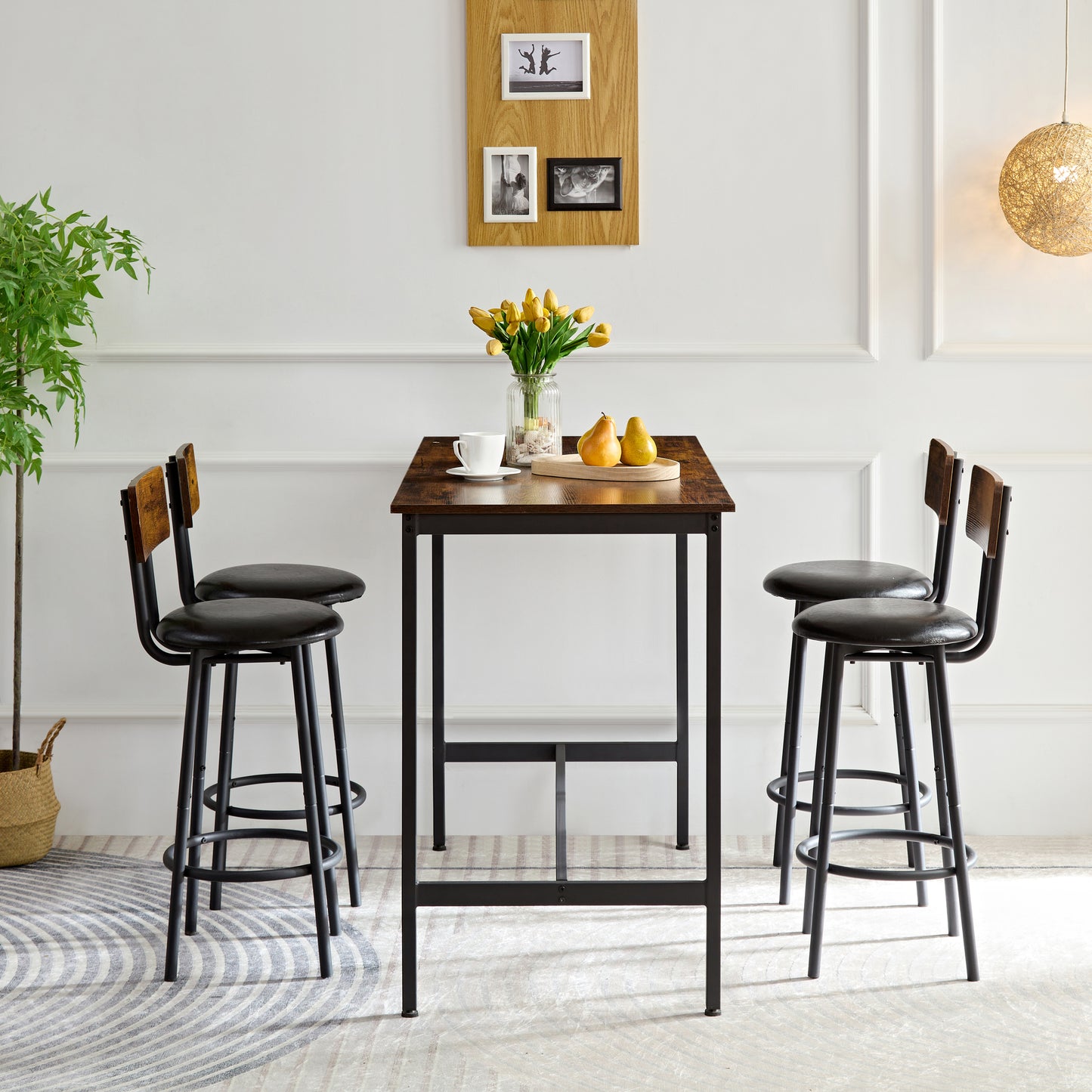 Chic Industrial Bar Set with Cozy Chairs