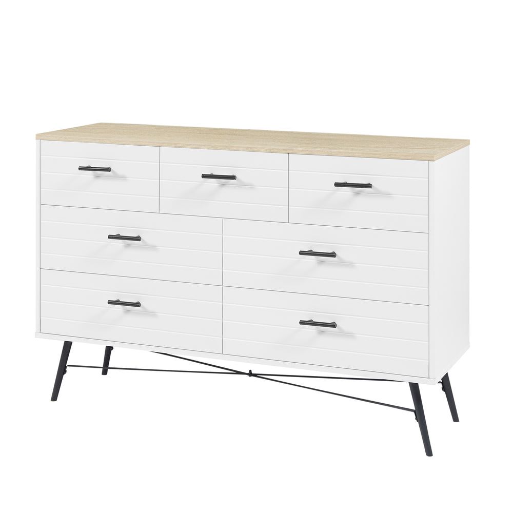 Elegant Deep Drawer Dresser in White and Oak