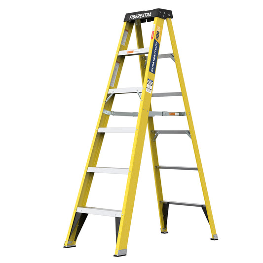 Bright Yellow Fiberglass Step Ladder - Heavy Duty Design