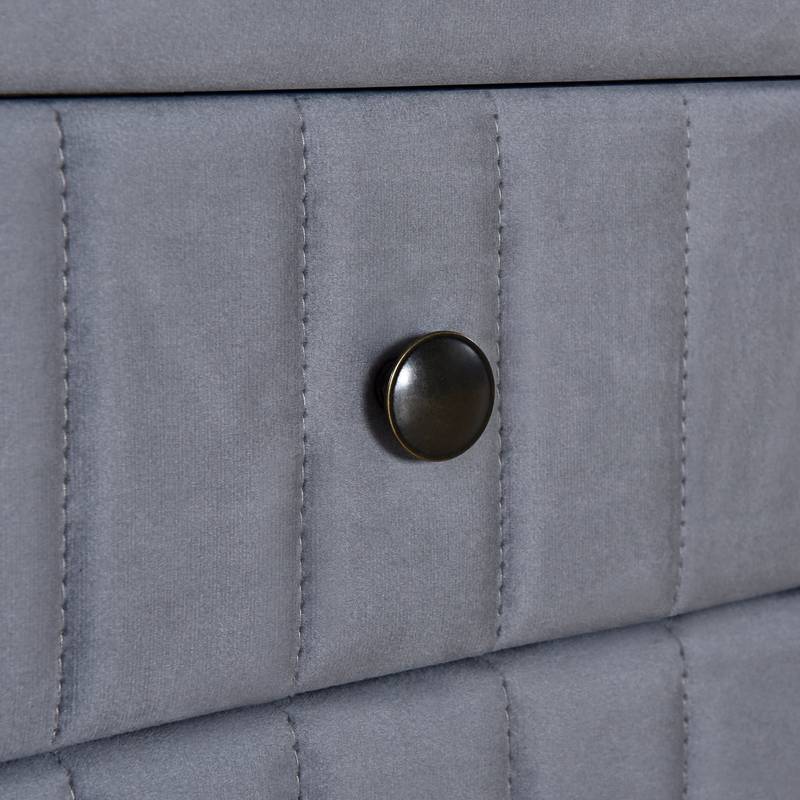 Velvet Gray Nightstand with Drawers