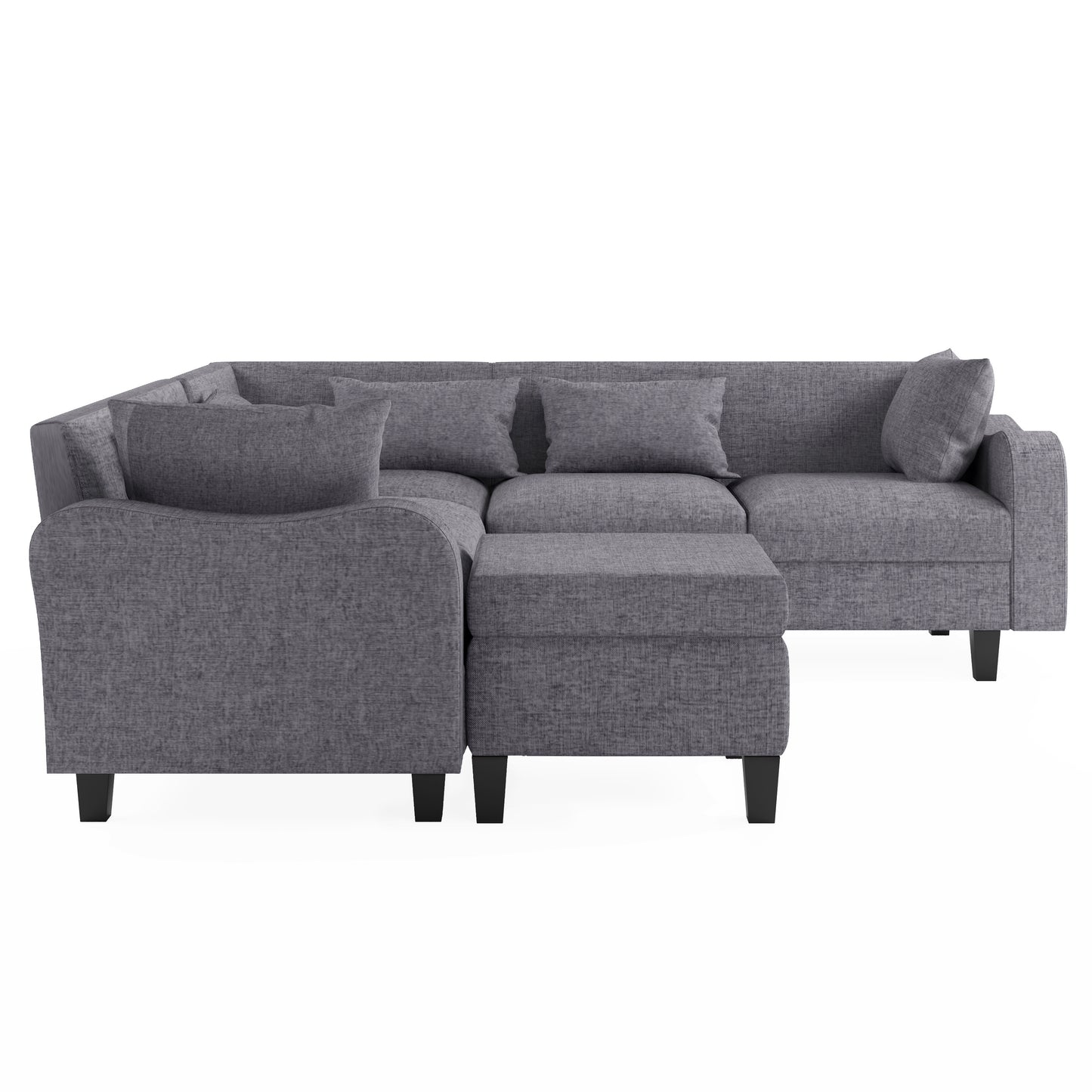 Cozy L-Shaped Sectional Sofa Set with Storage and Unique Armrests