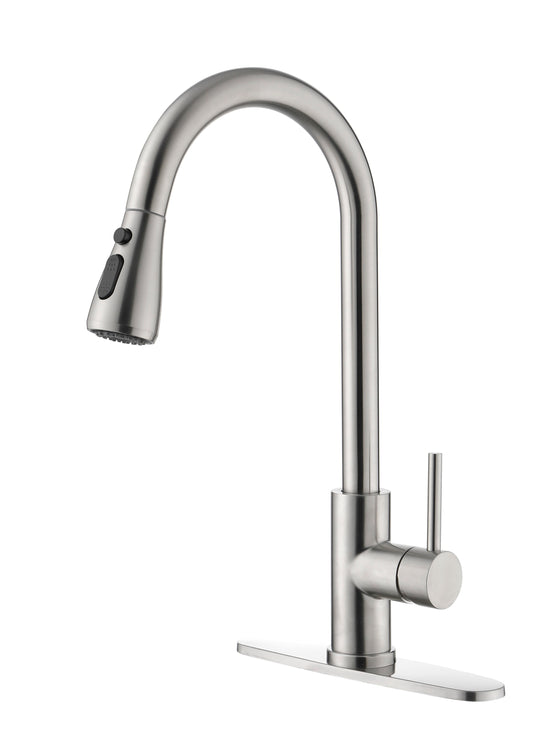 Sleek Pull-Down Kitchen Faucet with Brushed Nickel Finish