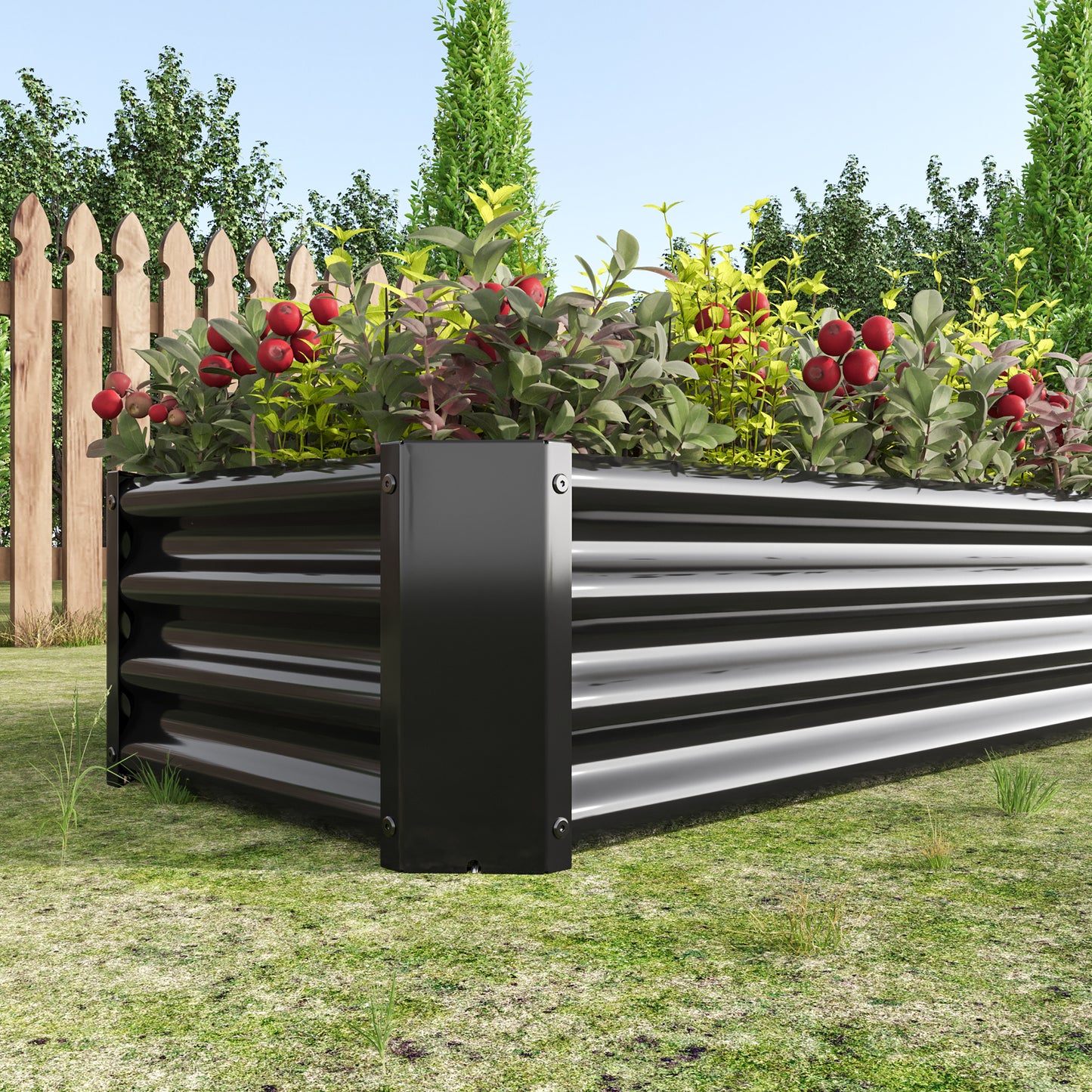 Chic Black Metal Garden Planter for Flowers & Herbs