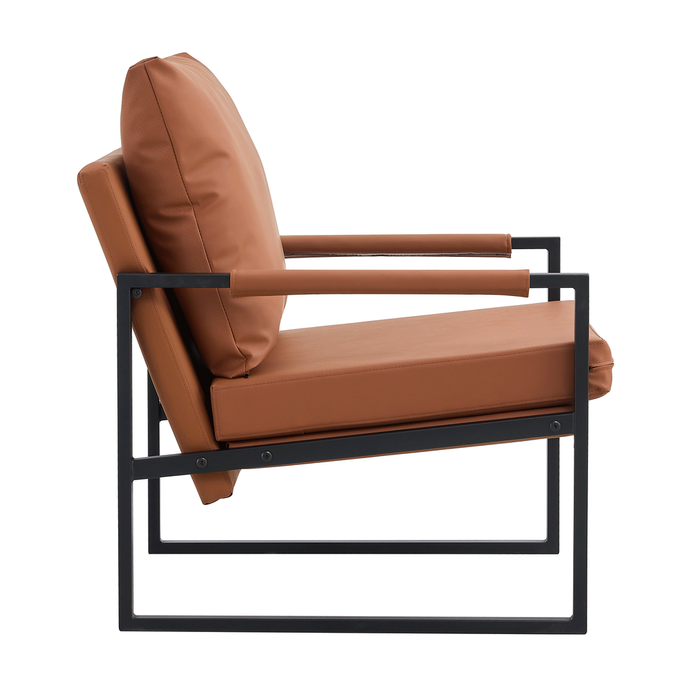 Chic Mid-Century PU Leather Armchair