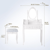 Chic Vanity Set with Cushioned Stool and Oval Mirror