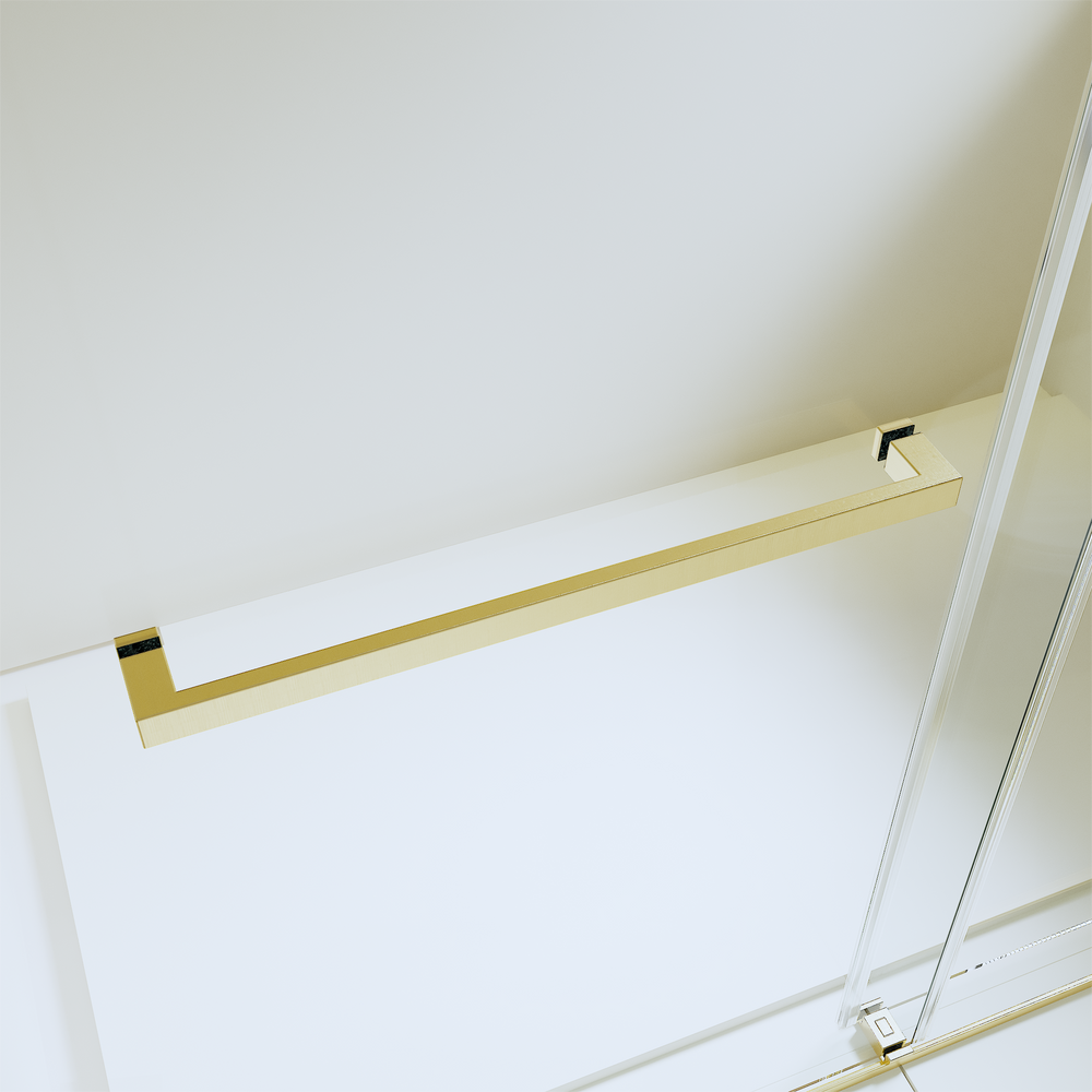 Luxurious Soft-Close Frameless Sliding Shower Door in Brushed Gold