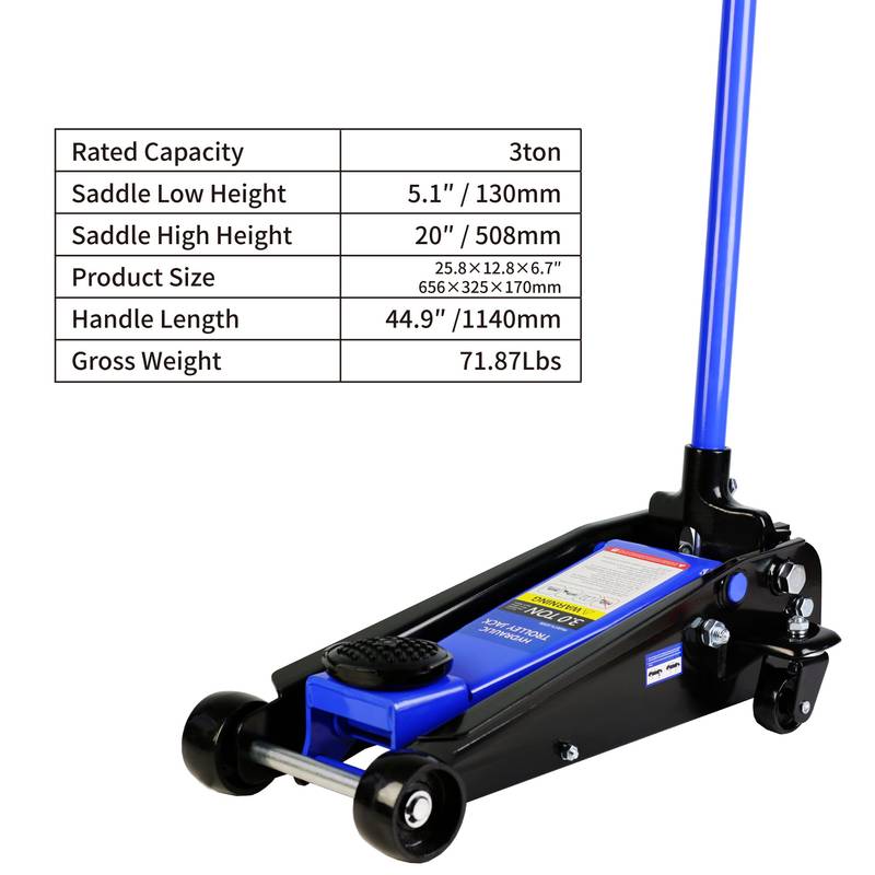 Blue Racer Hydraulic Floor Jack - Quick Lift & Low Profile