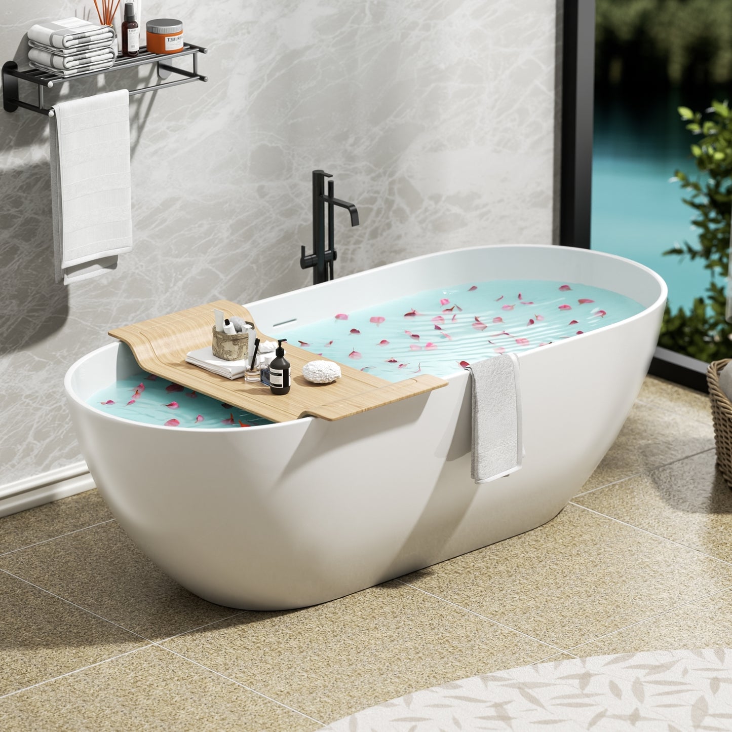 Matte White Luxury Freestanding Soaking Tub