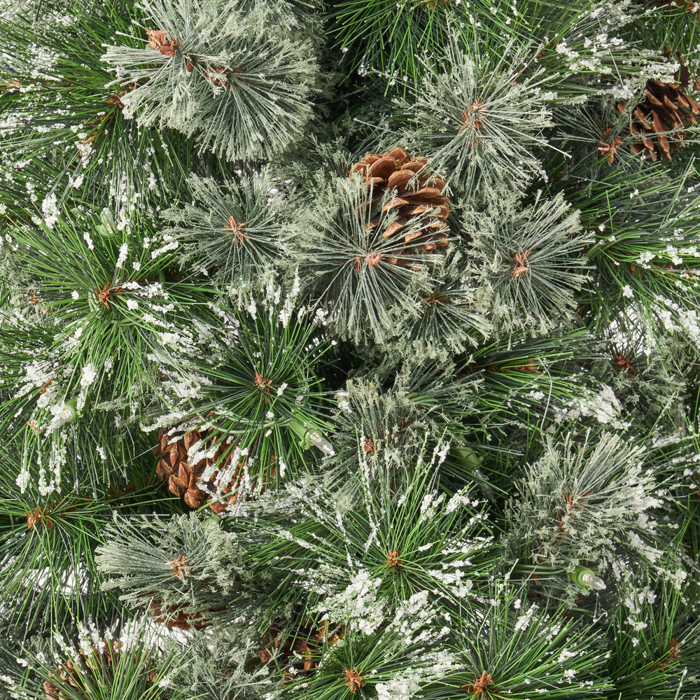 Cozy Cashmere Snowy Tree with Pine Cones and Dazzling LED Lights