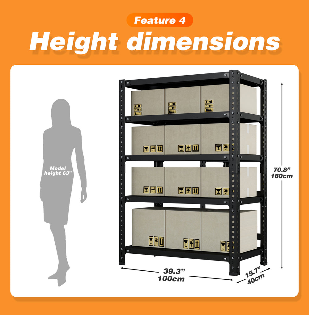 Versatile Black Storage Rack - Five-Tier Display & Organization Solution