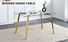 Sleek Gold-Trim Glass Dining Table