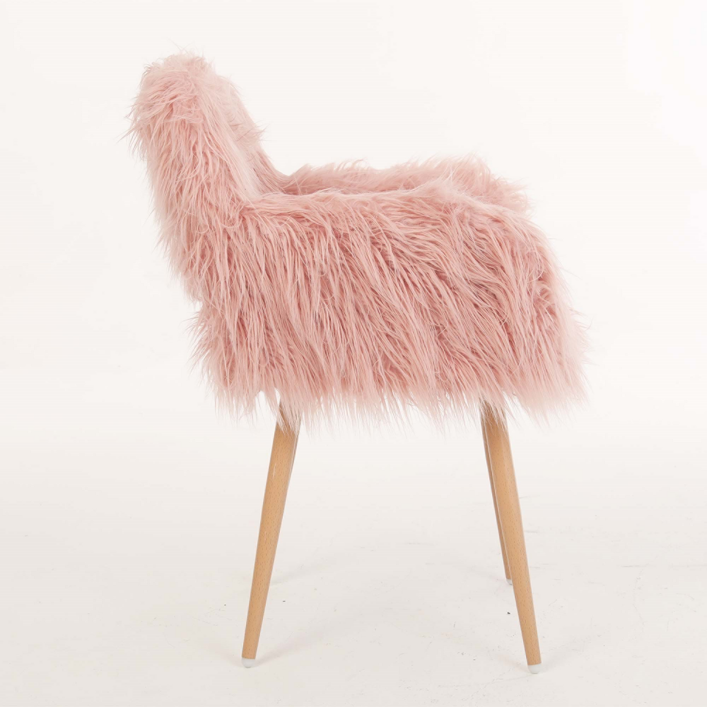 Chic Pink Faux Fur Makeup Chair