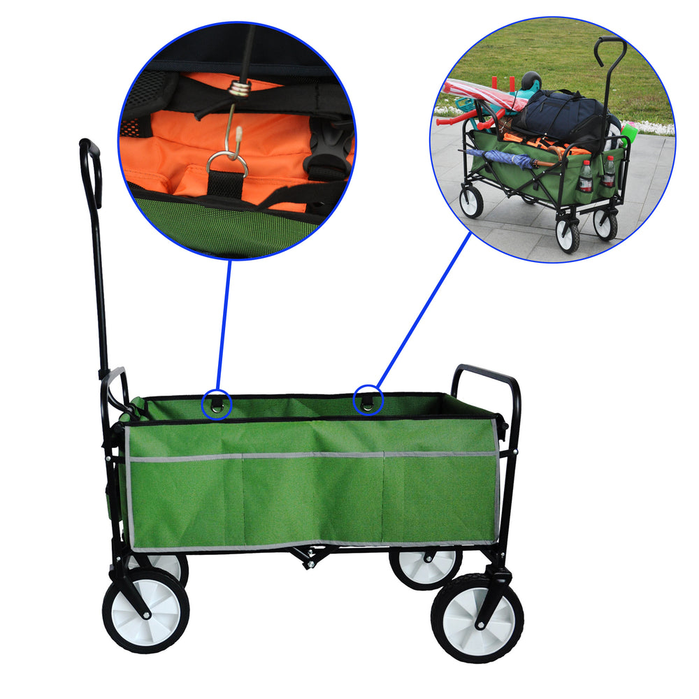 Green Foldable Wagon for Shopping and Beach Fun