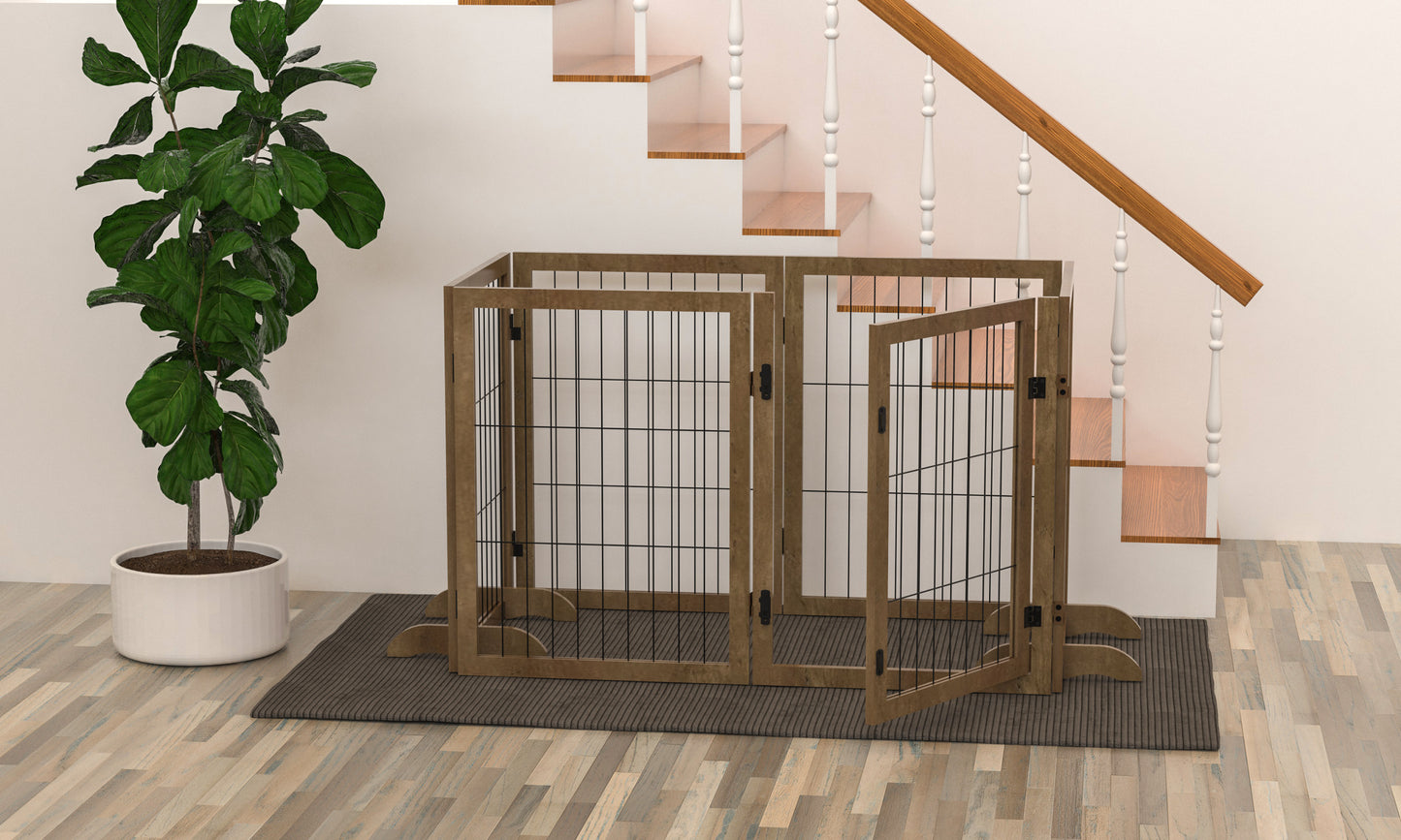 Flexible Dog Gate & Fence with Door - Stylish Indoor Barrier