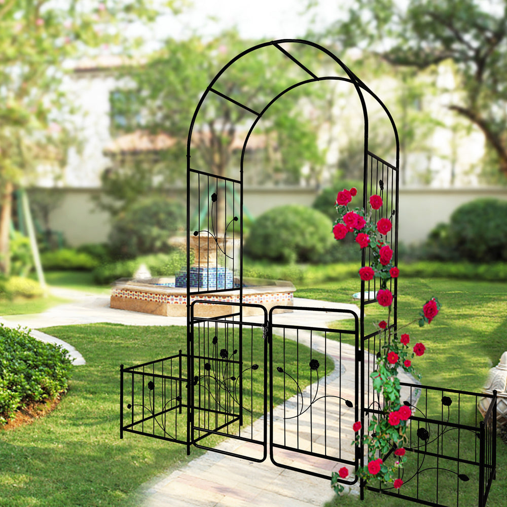 Enticing Garden Archway with Gate for Climbing Plants