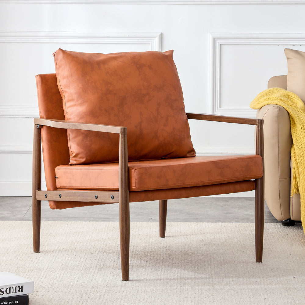 Chic Walnut Armchair with Plush Comfort