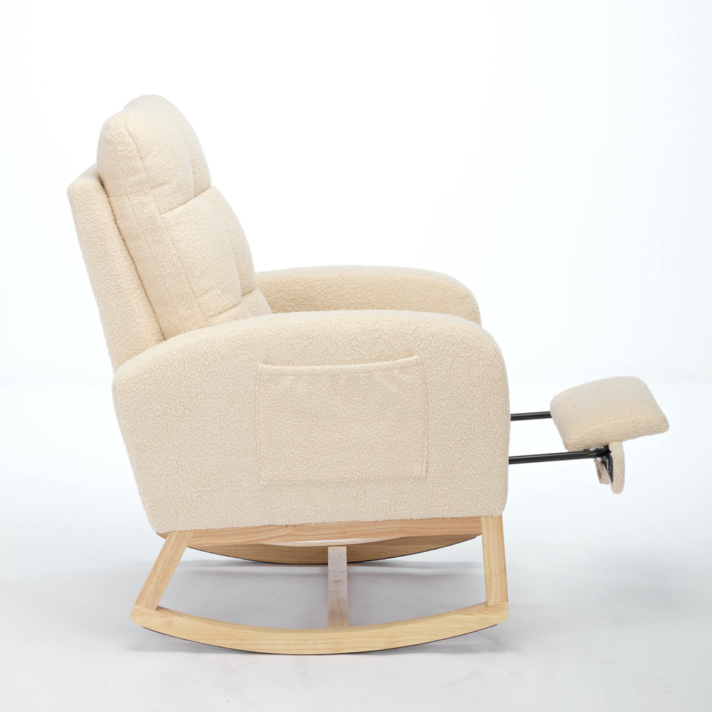 Cozy Rocking Lounge Chair with Footrest & Side Pocket