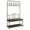 Stylish Black and Walnut Hall Tree with Hooks