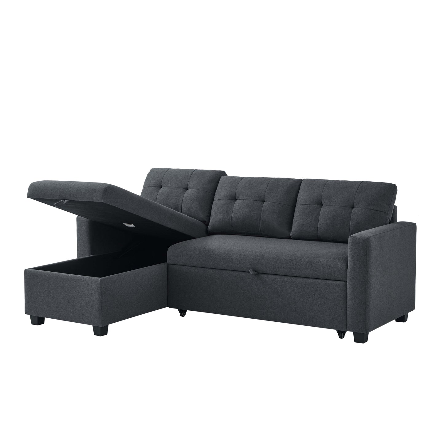 Cozy Grey Convertible Sofa with Storage Chaise