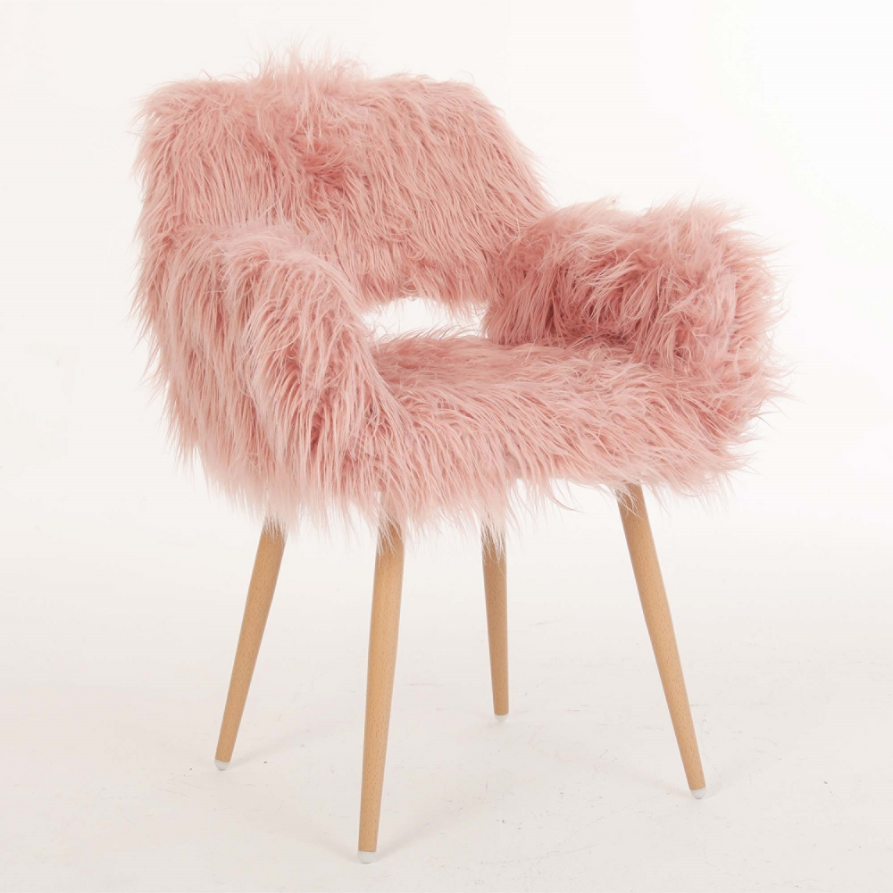 Chic Pink Faux Fur Makeup Chair