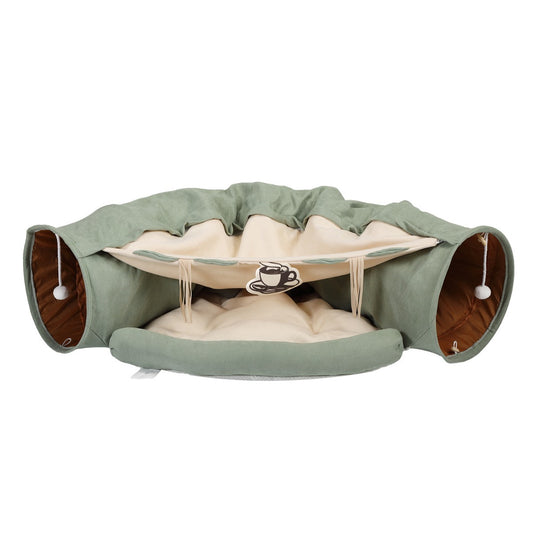 Cozy Cat Tunnel Bed with Fun Balls - Bright Green