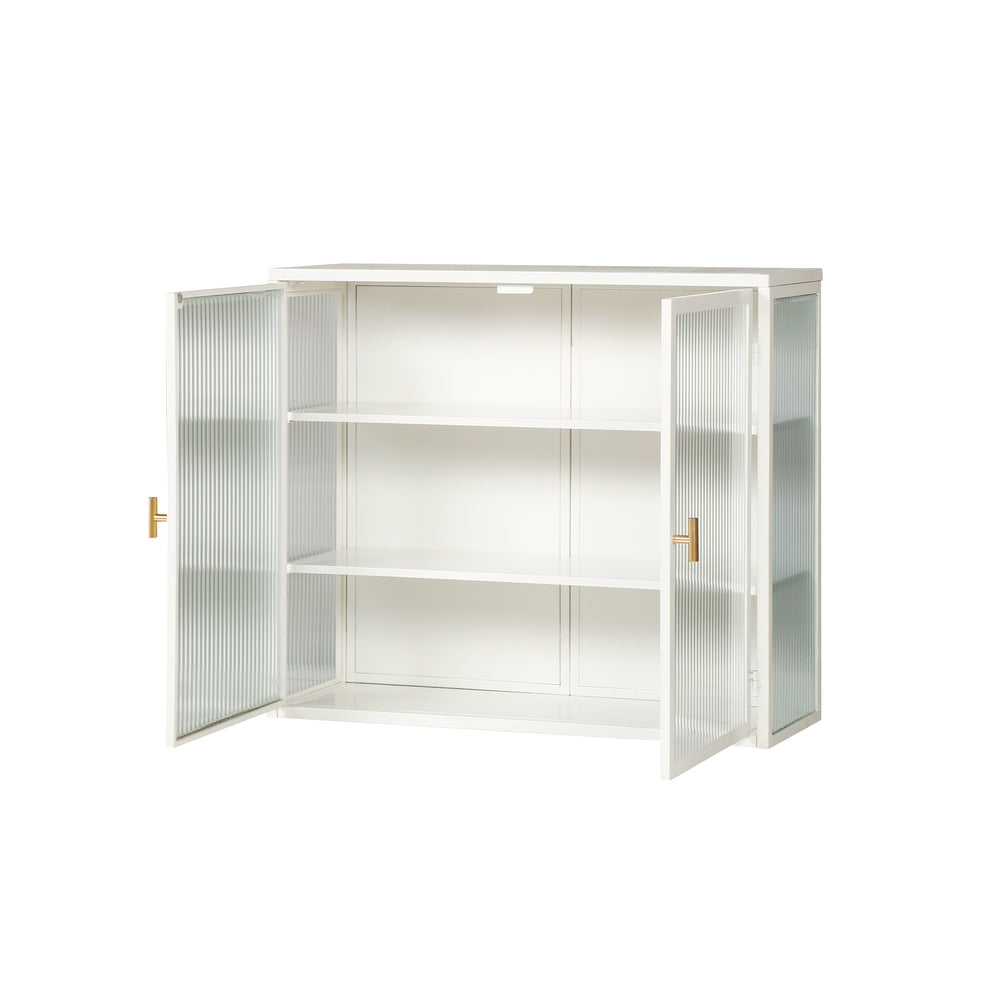 Sleek White Glass Cabinet - Stylish Storage for Every Space