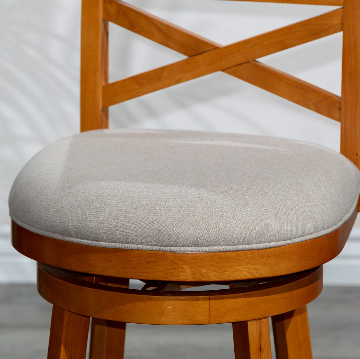 Swivel Comfort X-Back Stool in Natural with Beige Seat