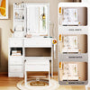 Chic Space-Saver Vanity Set with LED Mirror & Power Hub