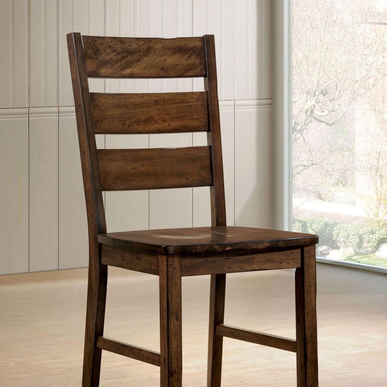 Chic Walnut Slat Back Dining Chairs - Set of Two