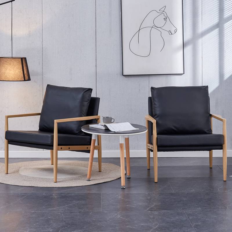 Chic Black Leather Accent Chair