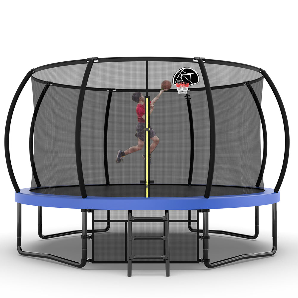 Kid's Fun Jump Trampoline with Safety Net & Ladder