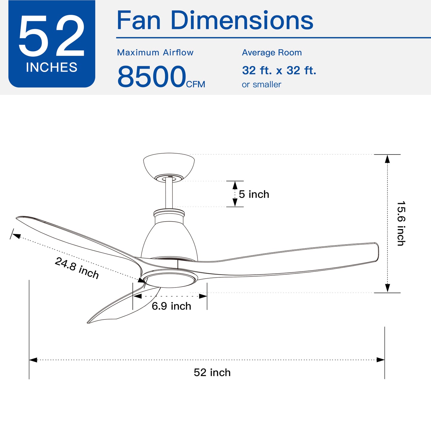 Sleek Black Ceiling Fan with LED Glow