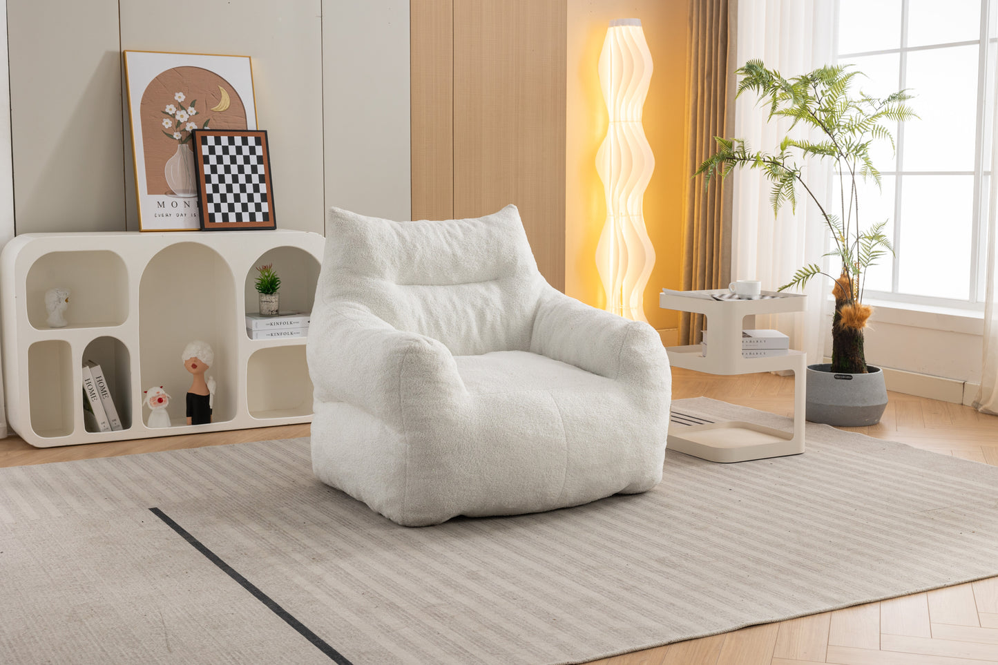 Cozy Ivory Teddy Bean Bag Chair