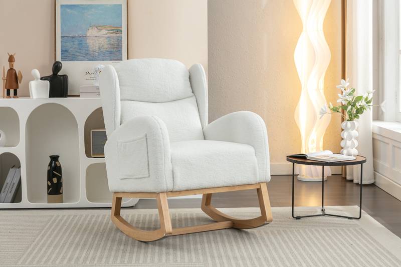 Cozy Ivory Teddy Rocking Chair