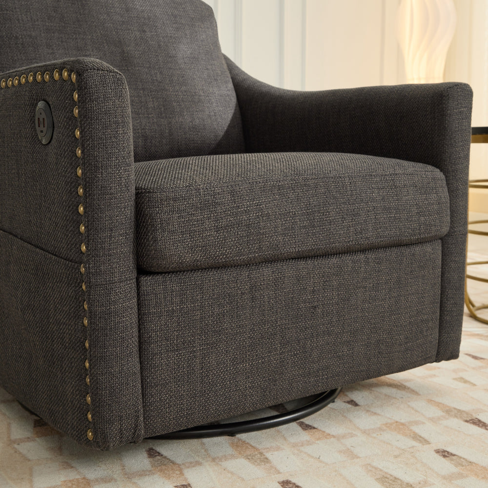 Chic Swivel Accent Chair with USB & Storage