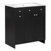 Sleek Black Vanity with Ceramic Sink & Ample Storage