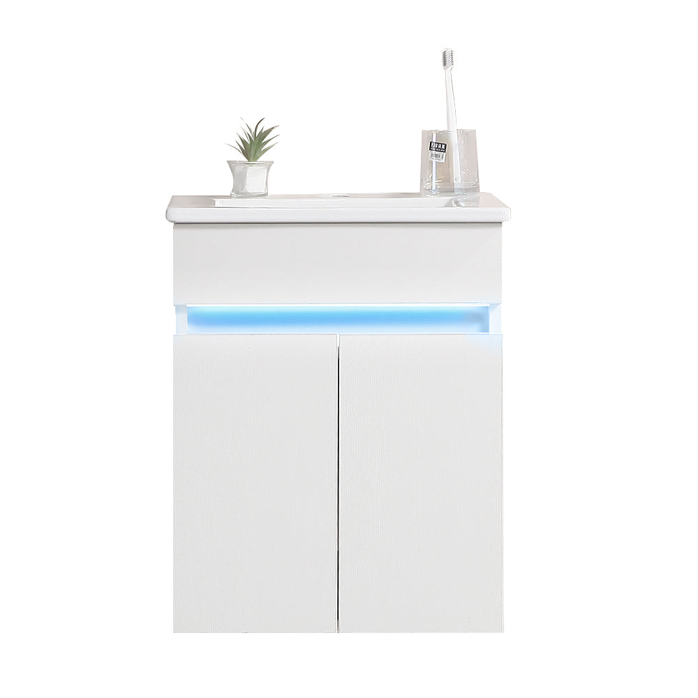 Sleek Wall-Mounted Bathroom Vanity with Sensor Light